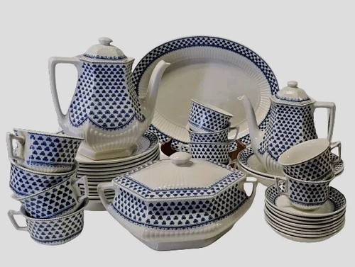 Adams "Brentwood" Ironstone 39-Piece Luncheon Set, Blue