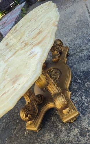 Italian Provincial Marble and Gold Coffee Table 64" - photo 4