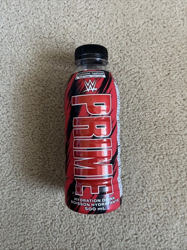 WWE Red PRIME Hydration Drink Canadian Version Open And Empty