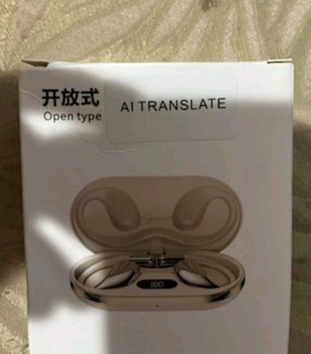 AI translation earbuds pink bluetooth open/damaged box