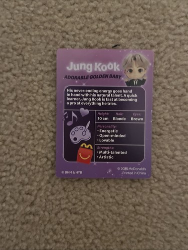 McDonalds Happy Meal Toy 2025 Tiny Tan Jung Kook Canadian Editio - photo 3