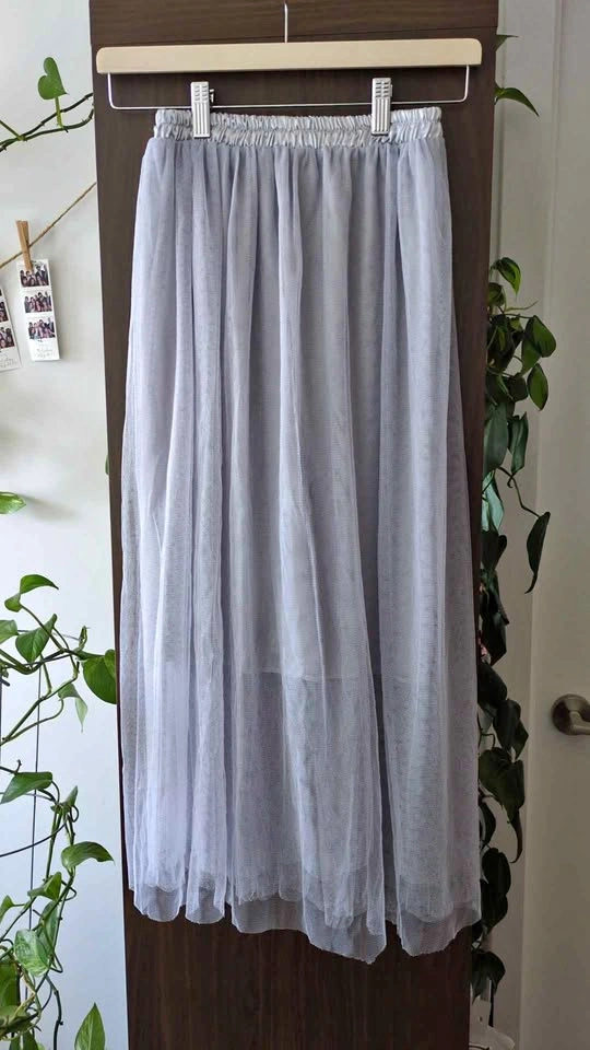 Tulle midi skirt grey-blue