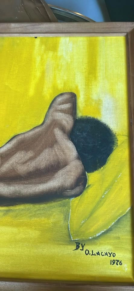 Vintage Mid-Century Afrocentric Painting by O. Olasonyo (1976) - photo 2