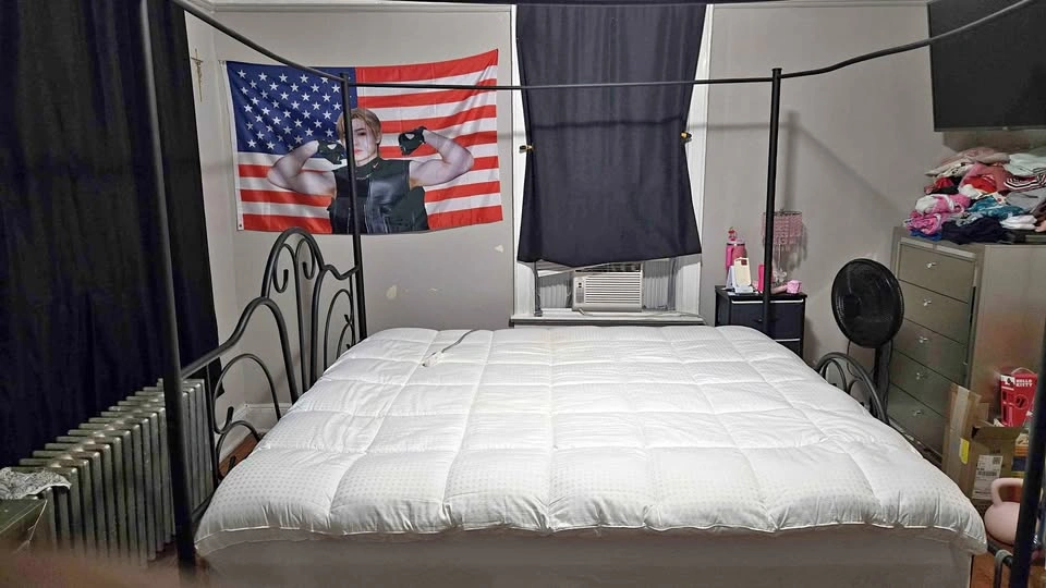 King Canopy Bed + Sealy Posturepedic Hybrid Mattress