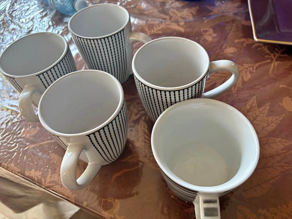 Set of 5 Modern Black & White Coffee Mugs