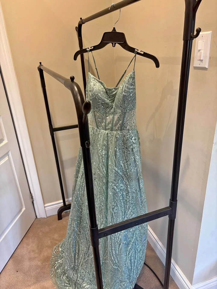 Laura Glitter Corset Gown/Prom Dress - Teal - Size 16