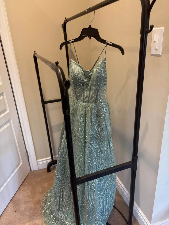 Laura Glitter Corset Gown/Prom Dress - Teal - Size 16 - photo 2