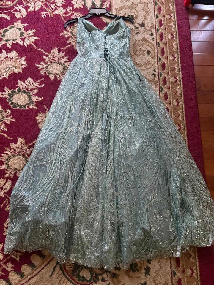 Laura Glitter Corset Gown/Prom Dress - Teal - Size 16 - photo 4