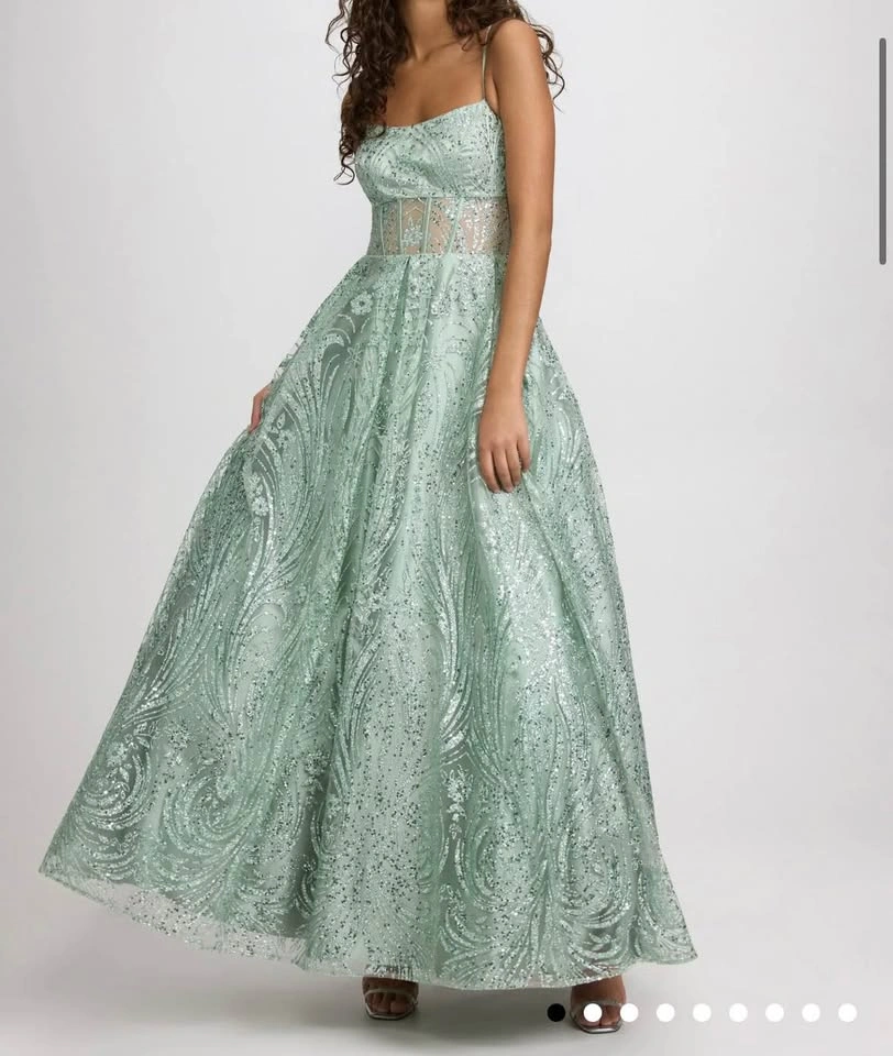 Laura Glitter Corset Gown/Prom Dress - Teal - Size 16 - photo 5