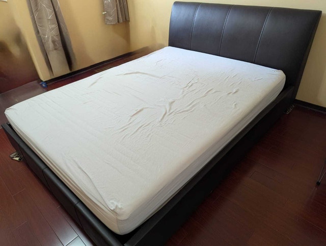 Black Faux Leather Bed Frame