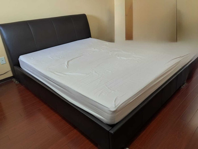 Black Faux Leather Bed Frame - photo 2