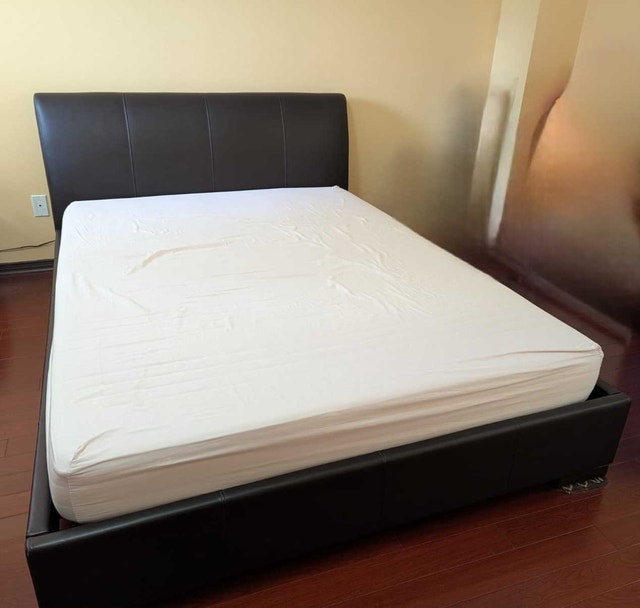 Black Faux Leather Bed Frame - photo 3