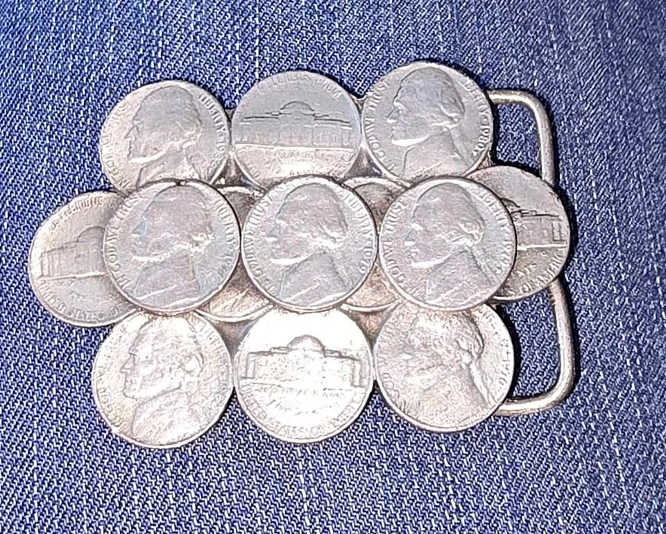 Vintage 1984 Horizon Designs Jefferson Nickel Belt Buckle