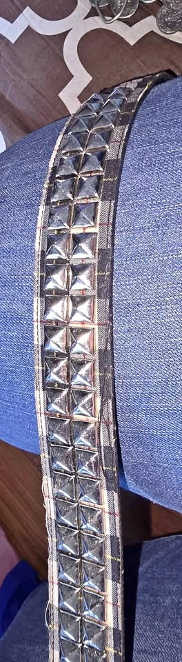 Hot Topic Plaid Studded Belt Size Large