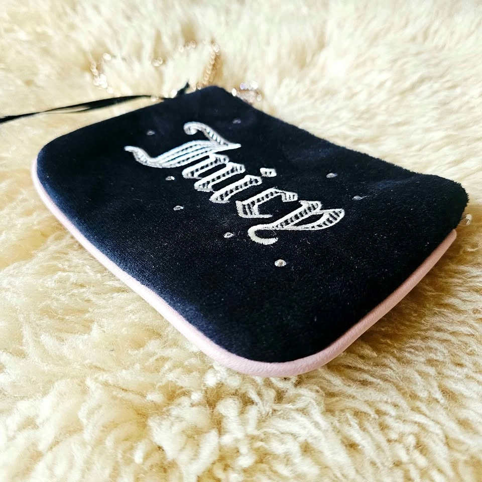 Juicy Couture Velour Wristlet Clutch Bag Pouch Pink Black - photo 2