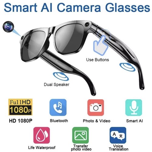 xK one Pro AI Smart Glasses w/ 3 Lens Sets, USB Cable & Usage Gu