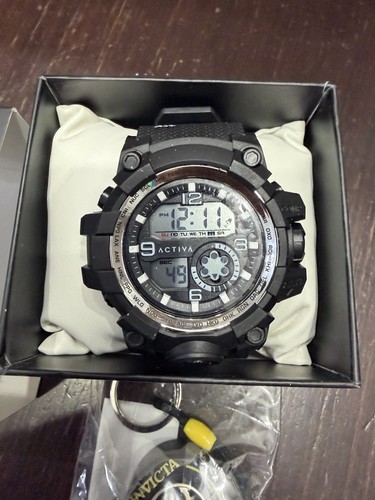 Activa Men’s Digital Quartz Sport Watch 30m 3 ATM Black Rubber S