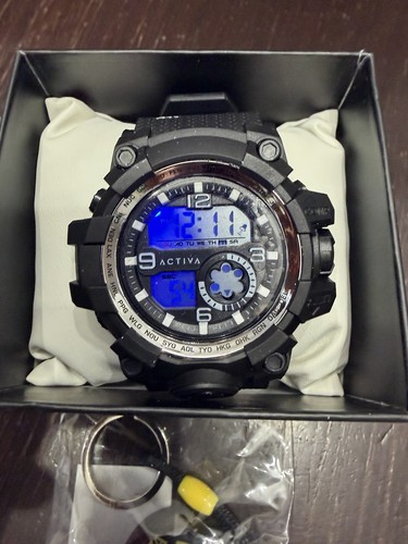 Activa Men’s Digital Quartz Sport Watch 30m 3 ATM Black Rubber S - photo 2
