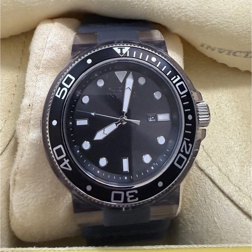 Invicta Men’s Quartz Diver 51mm Black Dial Date Gray Silicone St