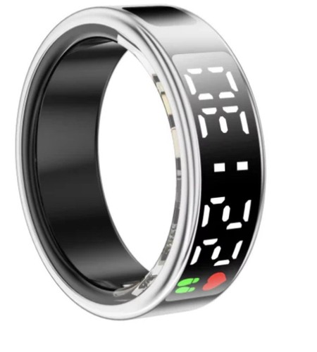 SR08 Smart Ring Size 11 silver Band Android iOS Magnetic Chargin