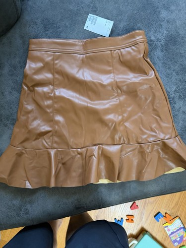 H&M Brown Faux Leather Mini Skirt Size 4