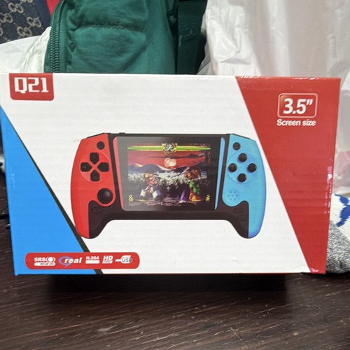 Q21 Handheld Video Game Console, 3.5" Screen, Red/Blue/Black