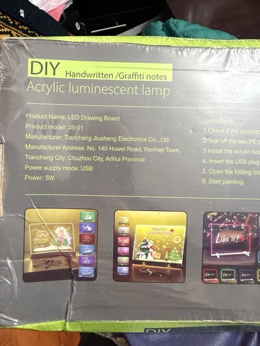 Acrylic LED Drawing Board Lamp USB 5W Switch Control Kids Model - photo 2