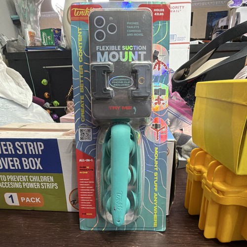Tenikle Flexible Suction Cup Phone Holder w/ Clip, Blue