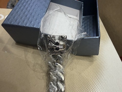 Invicta Silver Tone Stainless Steel Curb Chain Bracelet
