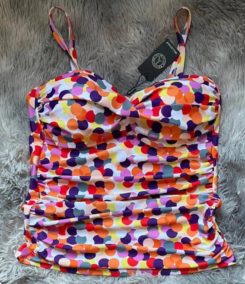 RELLECIGA Women's Bandeau Ruched Tankini Top Swimsuits - LARGE - photo 3