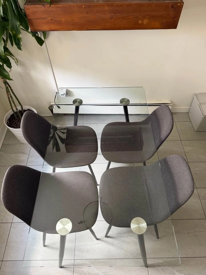 Modern Glass Dining Table with 4 Chairs - photo 2