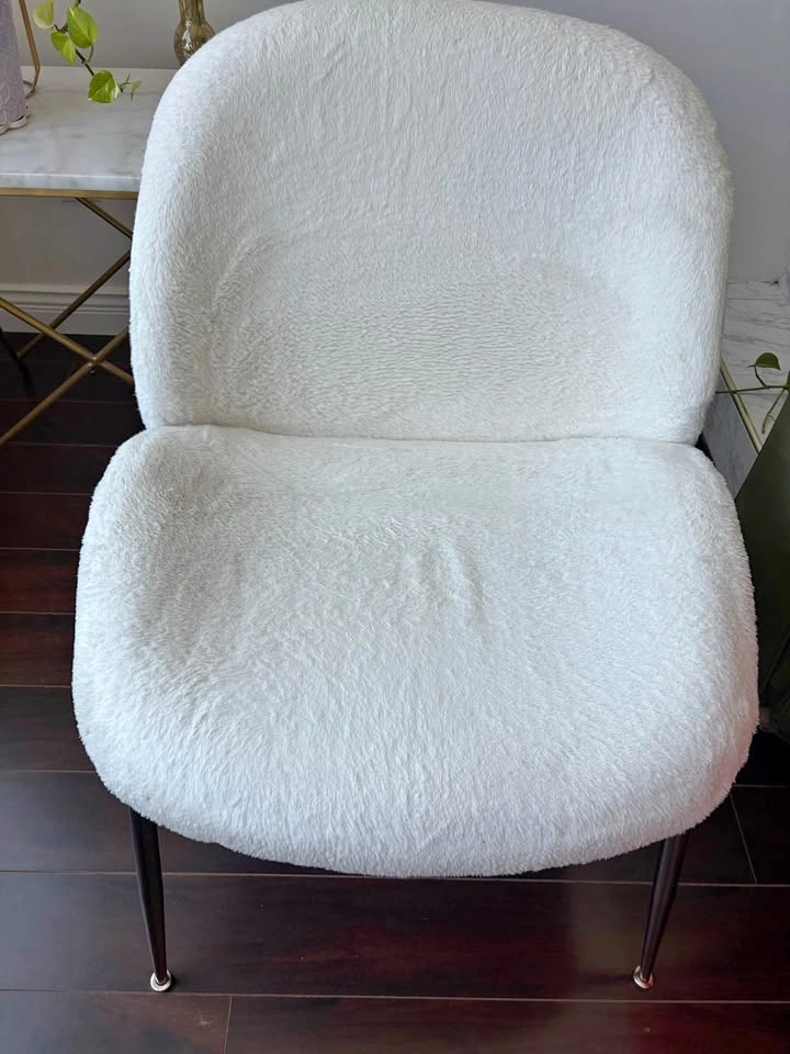 White Faux Fur Accent Chair and Bench Set