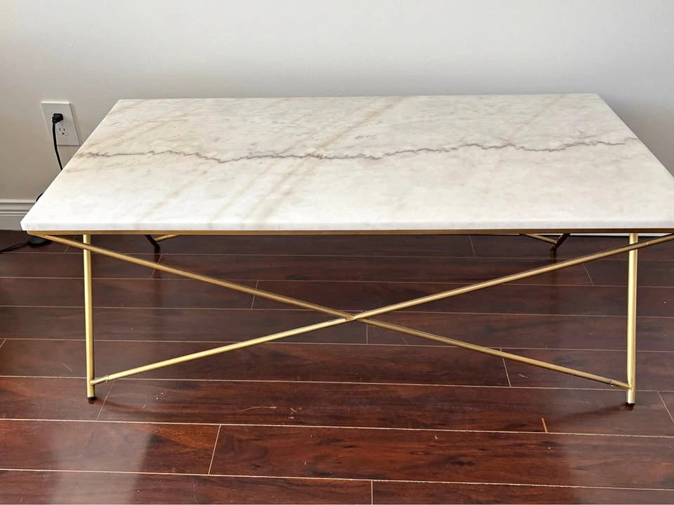 Marble Top Coffee Table with Gold Base