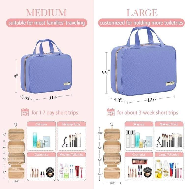 HOTOR Quilted Large Travel Toiletry Makeup Bag Organizer - photo 3