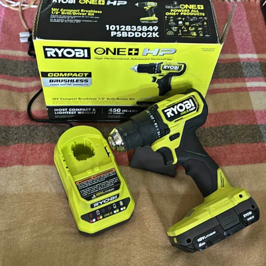 Ryobi 18v hp brushless 1/2” drill driver kit