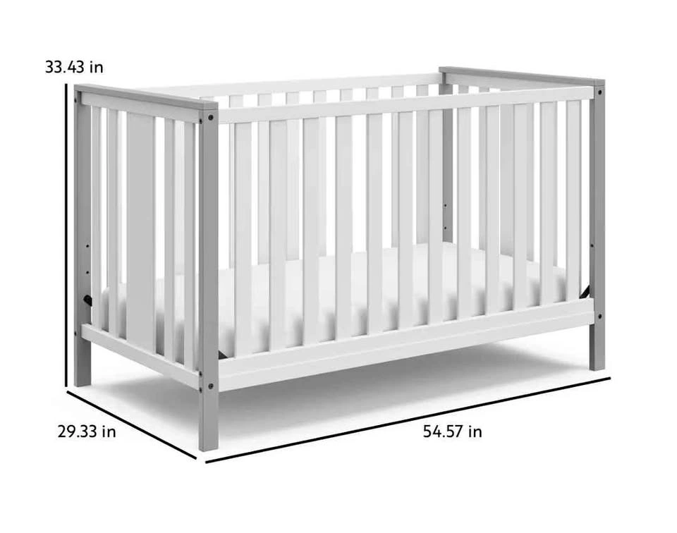 Storkcraft Baby Crib with mattress-White and Grey
