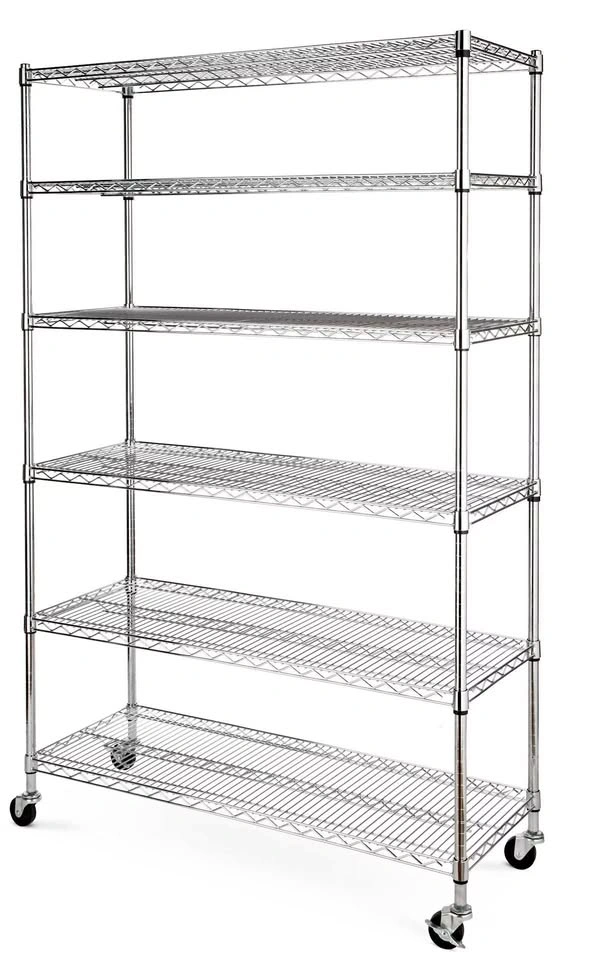 Metal 6-Tier Adjustable Wire Shelving Storage Unit with Wheels