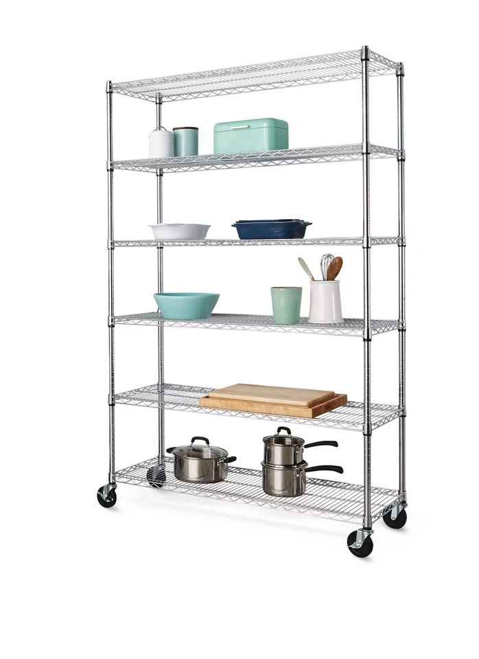 Metal 6-Tier Adjustable Wire Shelving Storage Unit with Wheels - photo 2