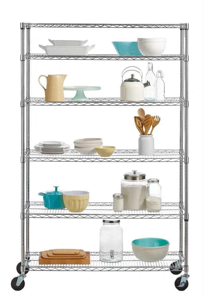 Metal 6-Tier Adjustable Wire Shelving Storage Unit with Wheels - photo 3