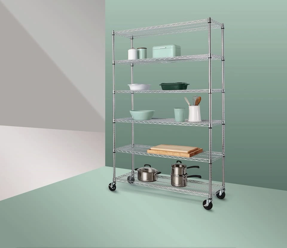 Metal 6-Tier Adjustable Wire Shelving Storage Unit with Wheels - photo 4