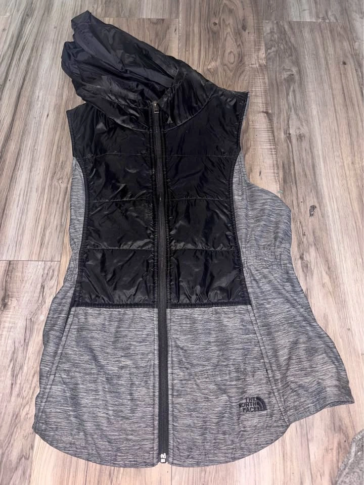 The North Face Black Grey Hooded Vest size M