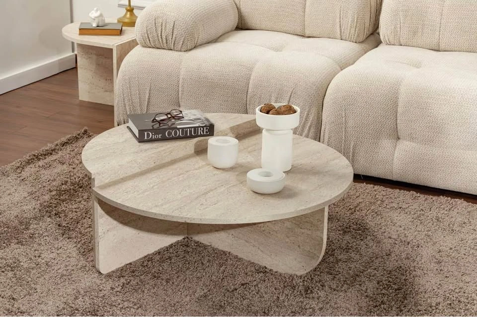 Orion 2-Piece Coffee Table Set – Travertine-Look Finish - photo 2