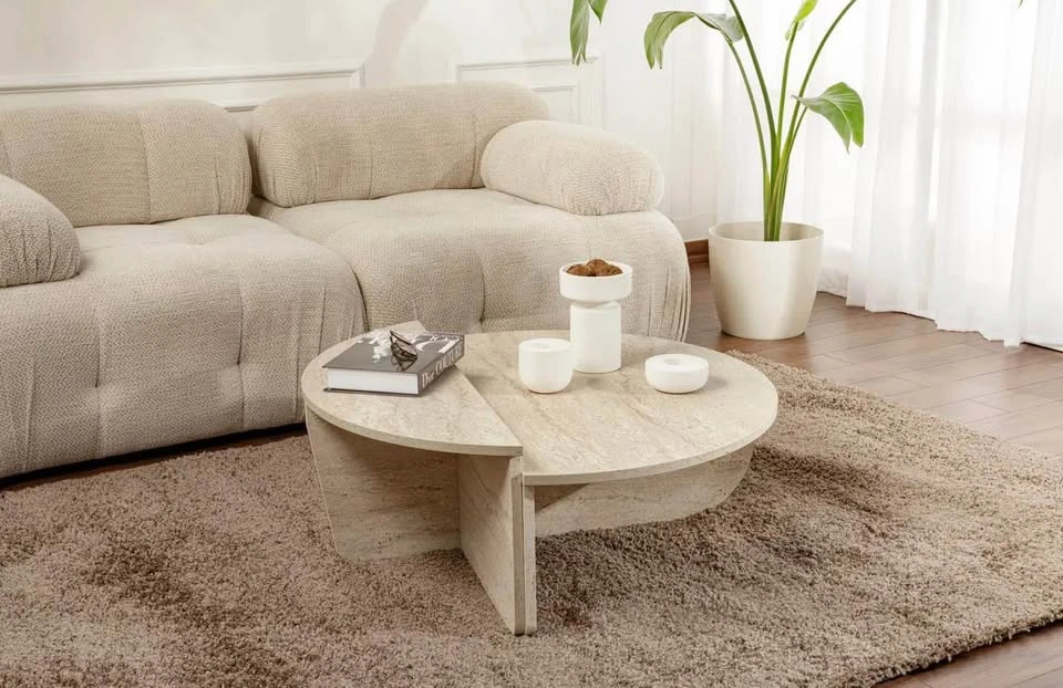 Orion 2-Piece Coffee Table Set – Travertine-Look Finish - photo 3