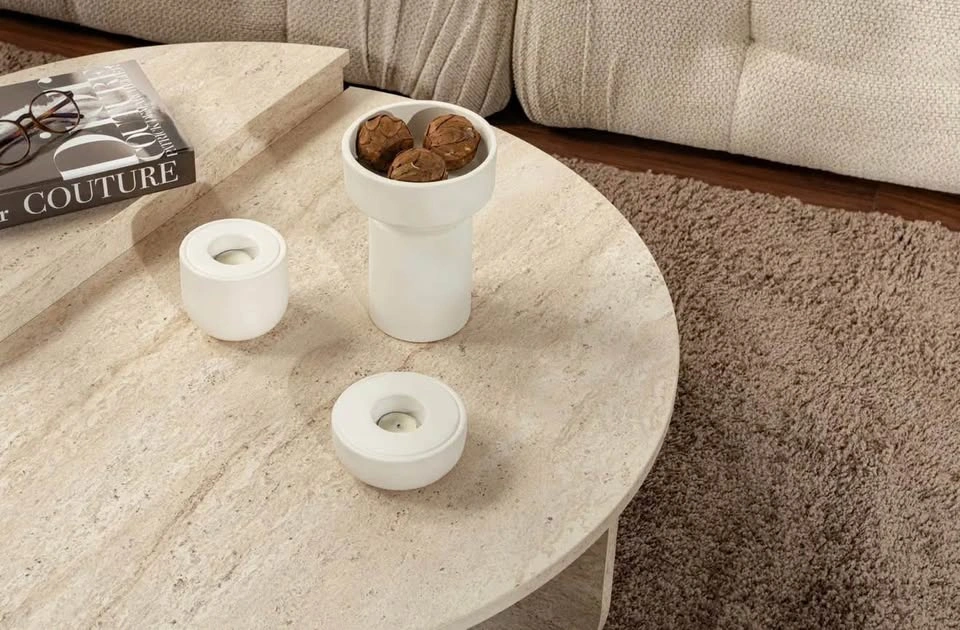 Orion 2-Piece Coffee Table Set – Travertine-Look Finish - photo 4