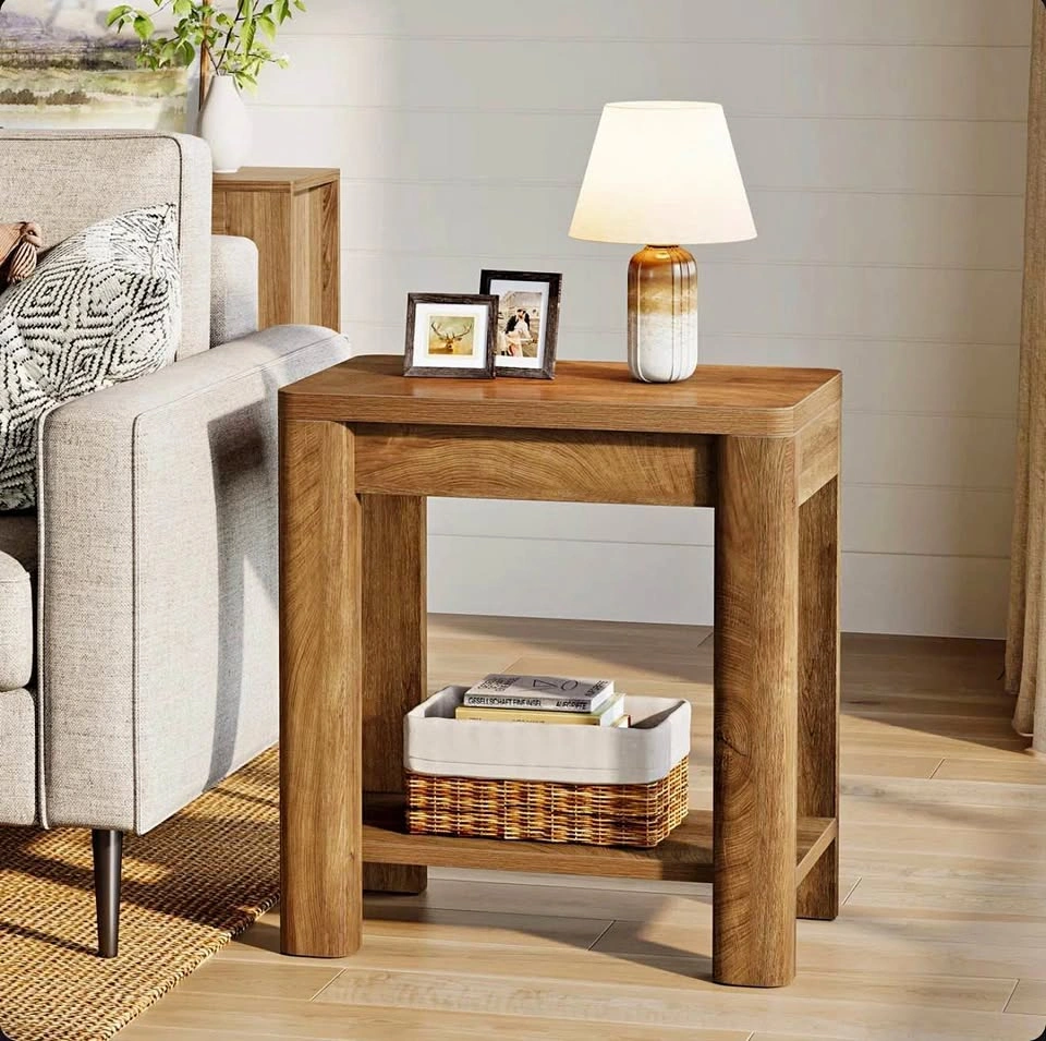 Narrow Side Table – Vintage Oak Finish – Open Shelf – Assembled