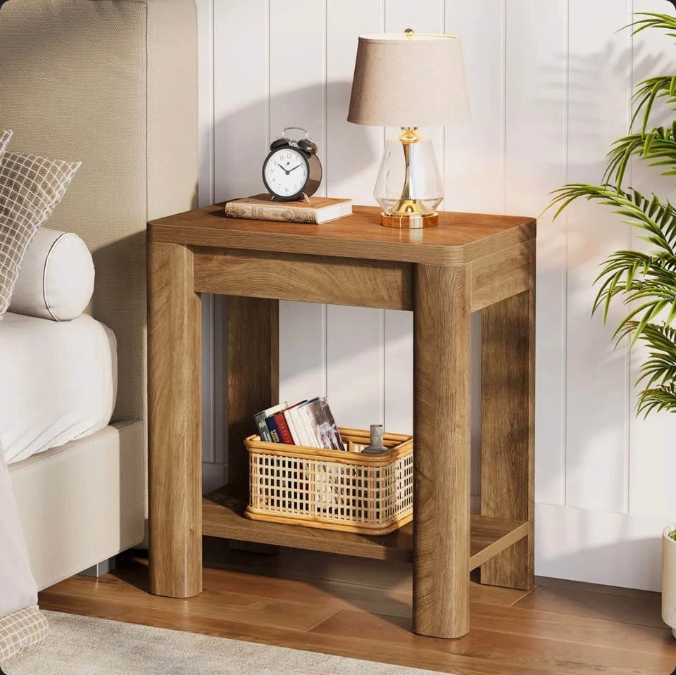 Narrow Side Table – Vintage Oak Finish – Open Shelf – Assembled - photo 2