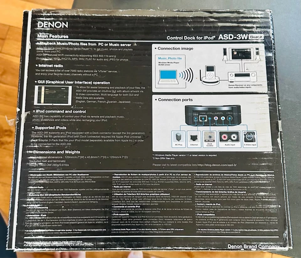Denon ASD-3W Control Dock for iPod (Black) – In Box - photo 2