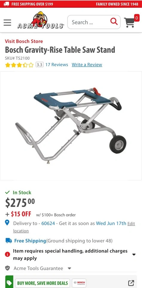 Bosch Gravity-Rise Wheeled Table Saw Stand - photo 4