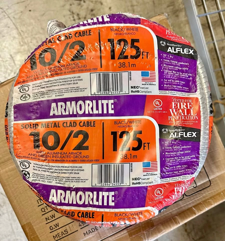 Southwire Armorlite 10/2 Solid Metal Clad Cable