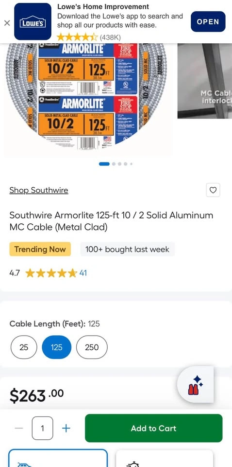 Southwire Armorlite 10/2 Solid Metal Clad Cable - photo 4